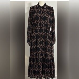 Evereve Black and Brown Long Sleeve Dress